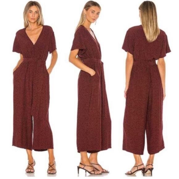 Rails Pants - Rails- “Jet Rust Spotted” Wide Leg Jumpsuit Waist Cinch w/ Belt- Size Medium